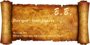 Berger Benjámin névjegykártya